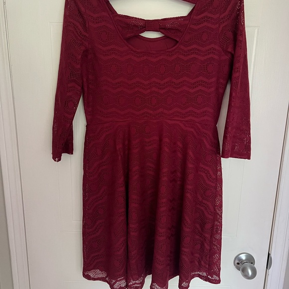 Target Burgundy Red Dress Bow Back fit n flare - Picture 2 of 3